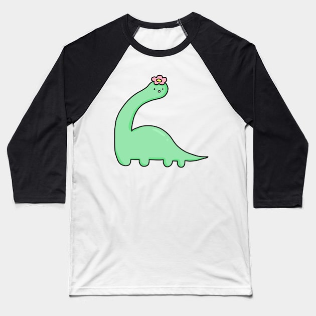 cute brachiosaurus dinosaur design Baseball T-Shirt by grafitytees